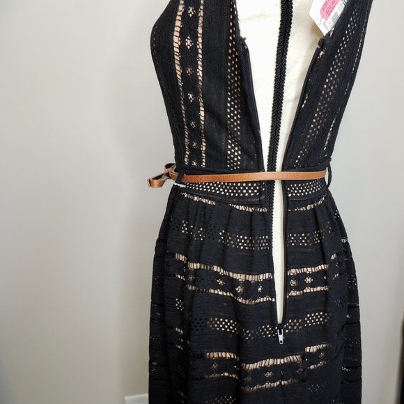 Jodi Kristopher Black Lace Cutout Belted Dress - Picture 4 of 7